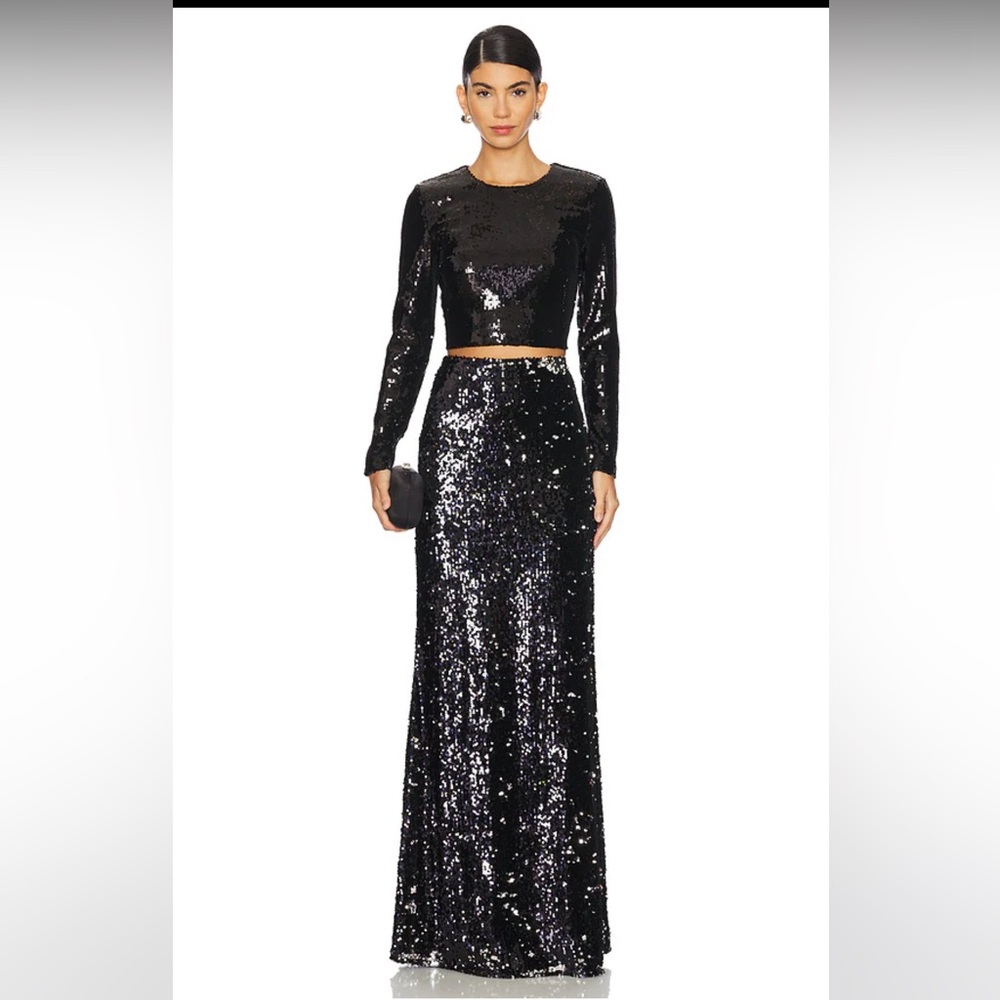 NWOT L'AGENCE Fully Sequined Maxi Skirt In Cloud Blue - Picture 15 of 16